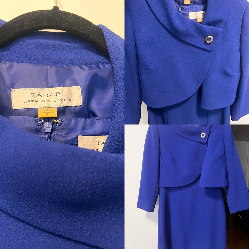 Tahari Arthur S. Levine Royal Blue Dress and Jacket Set